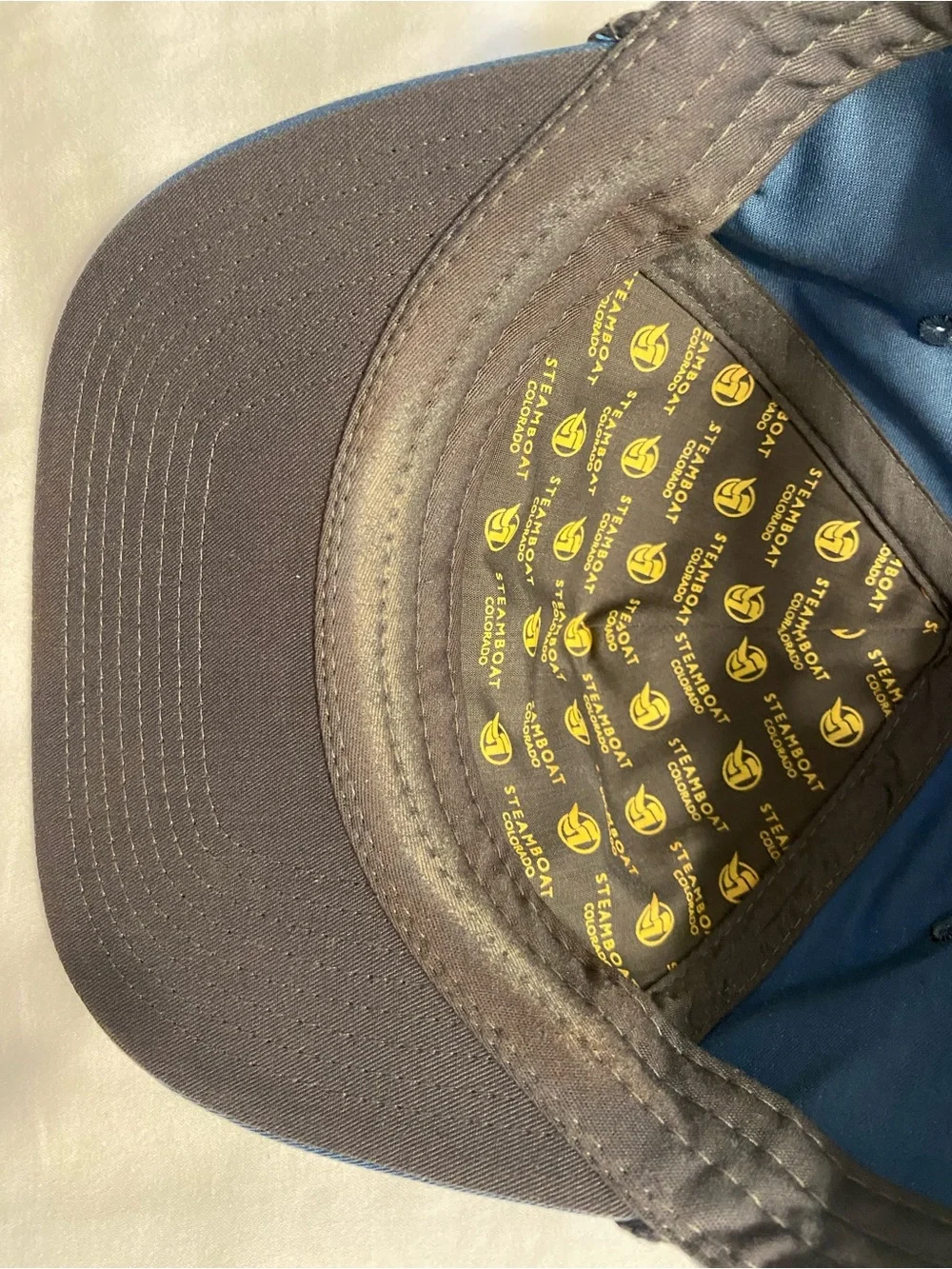 ROVE Steamboat, Colorado Cap Blue with Yellow Mountain Design Patch 100% Cotton